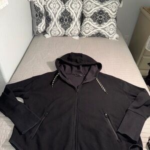 Athleta womens oversized parachute style black  Zip-Up Jacket/hoodie warm Sz L